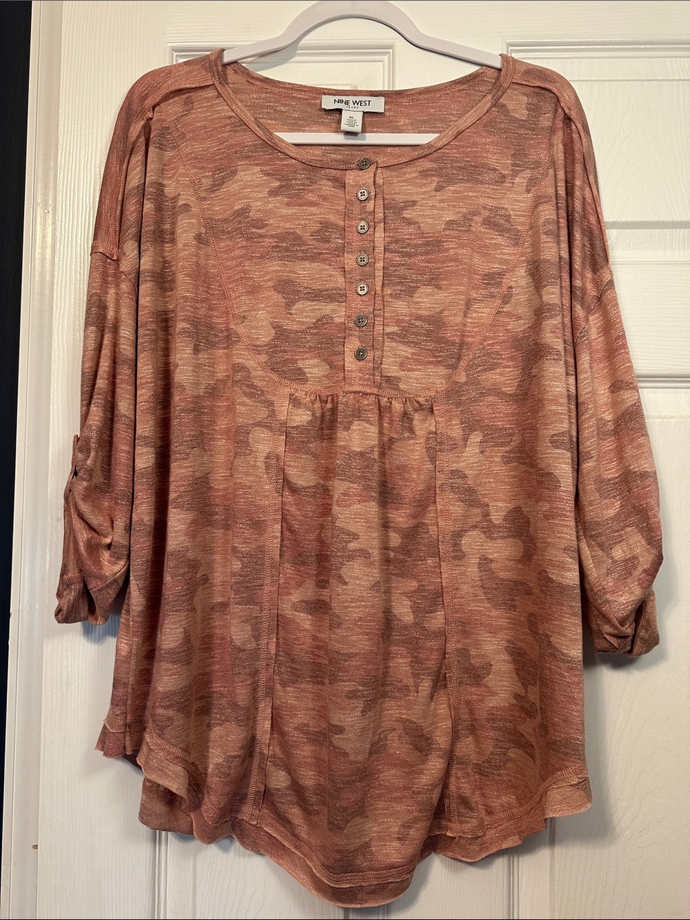 Nine West Women's Shades of Pink Camouflage Tunic- XL